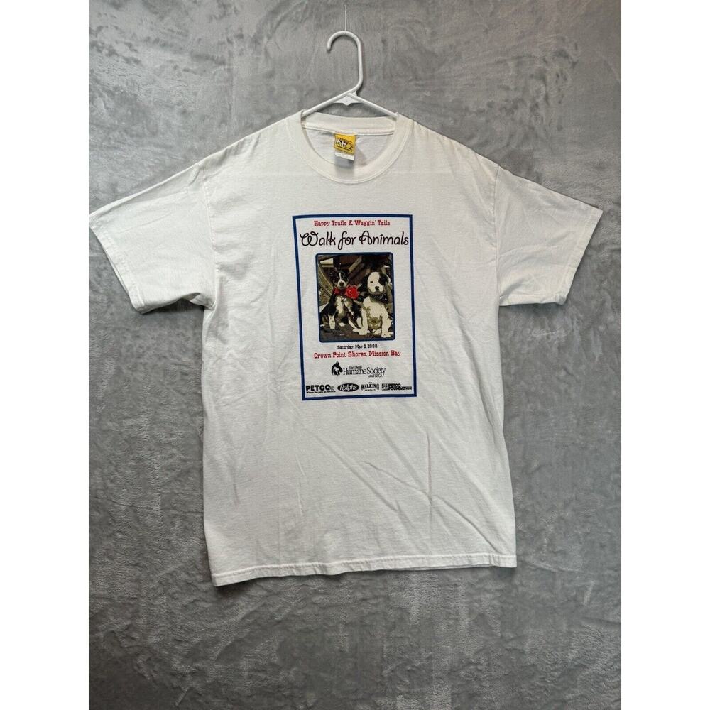 Vintage Big Dog Walk For Animals Shirt Adult Small White Humane Society